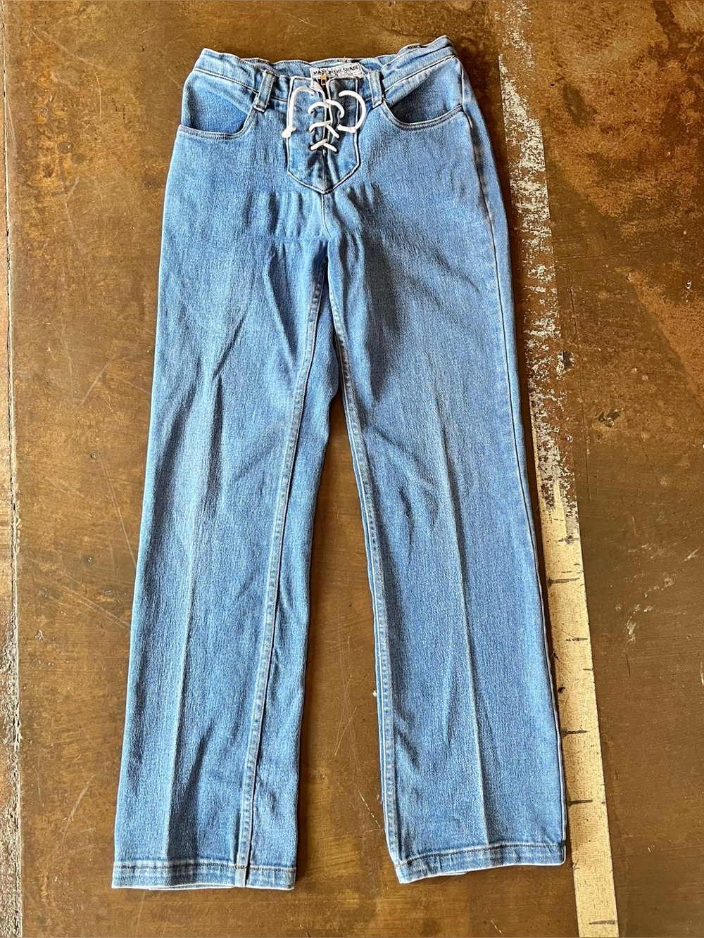 Made in the Shade Vintage 80s Straight Leg Lace Up Denim Jeans USA Made 7 27